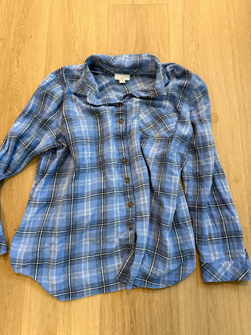 J. Jill Blue Plaid Button-Down Shirt adult medium petite